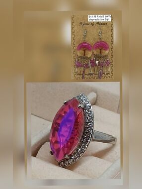 Rare Red Lava Zircon SS Ring.  [$16.95 Appreciation Gift Earrings NWTs]